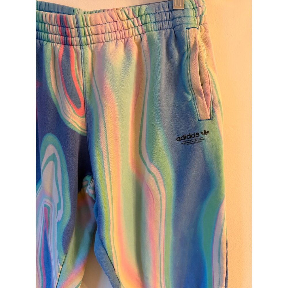 Adidas Hyperreal Allover Print Sweat Pants Vibrant Tie-dye Festival Design Sz L - Picture 2 of 7
